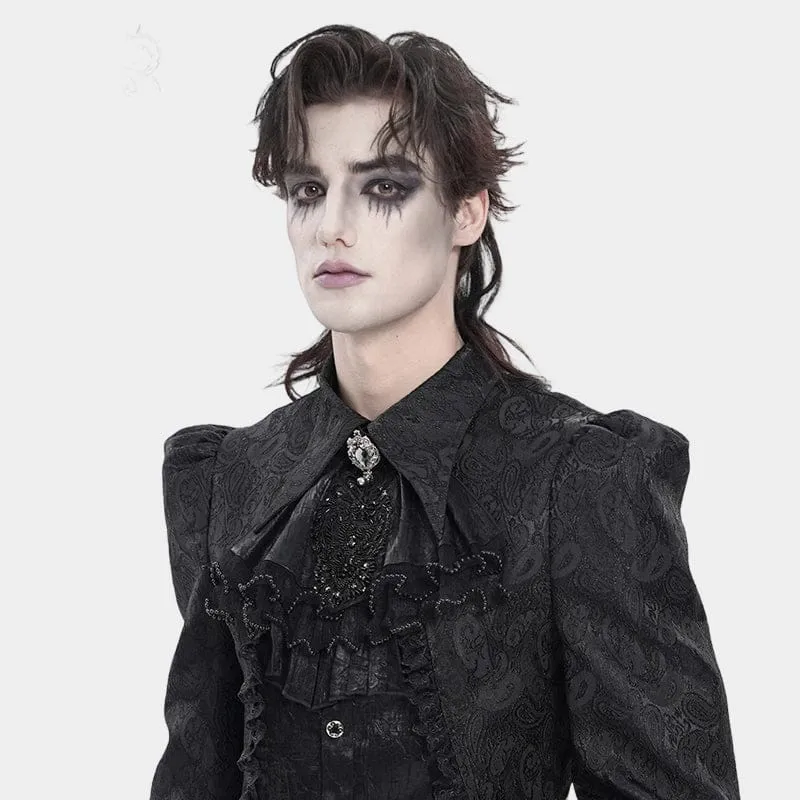 Schwarze Gothic-Halskette für Herren mit Strass- und Perlenstickerei