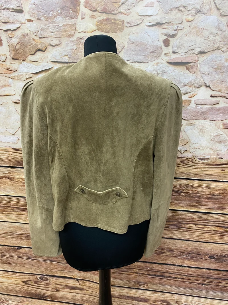 Vintage Trachten Lederjacke Damen Gr. 36 Beige Braun Landhaus Stil