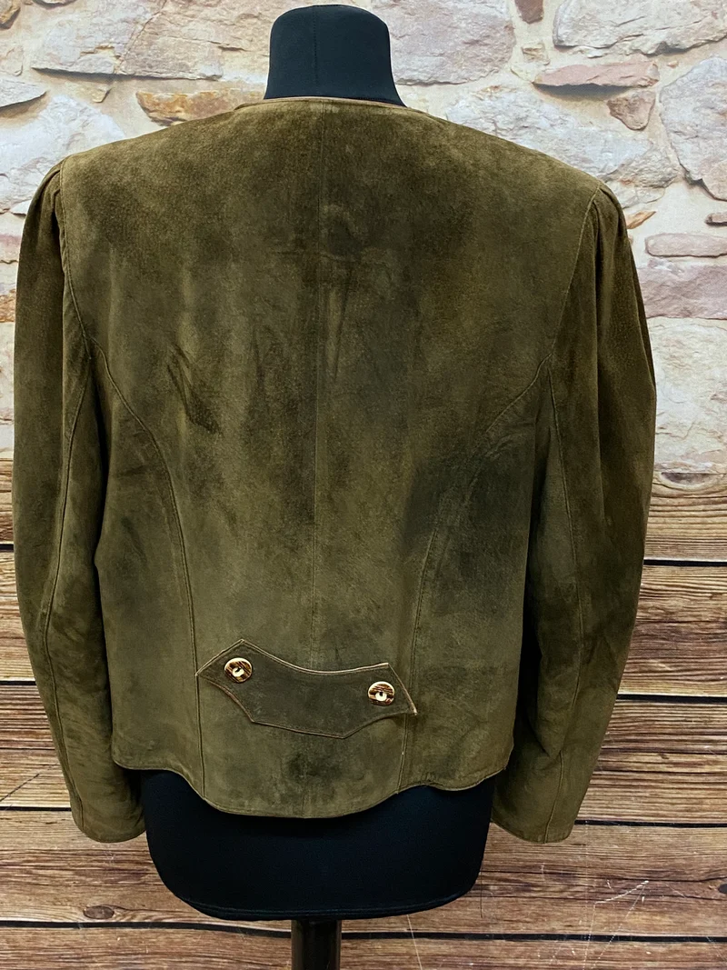 Vintage Trachtenjacke Damen Leder Braun Gr. 40