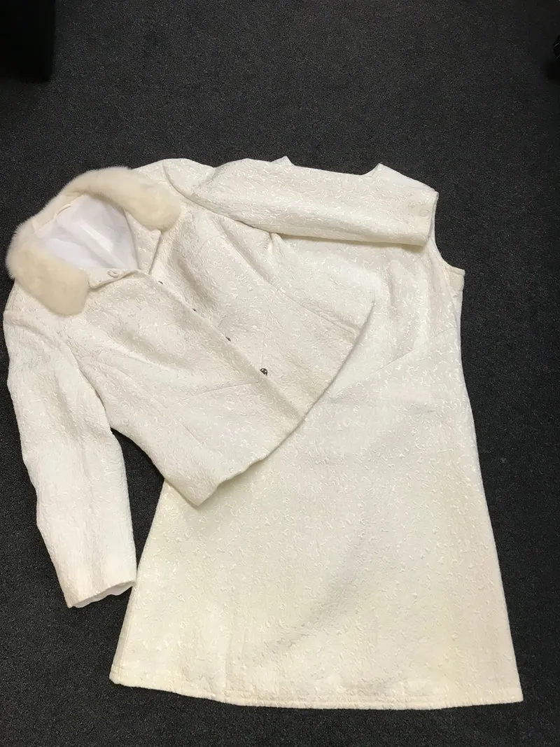 Helles Vintage Damen-Kostüm 60er Jahre , Gr.42
