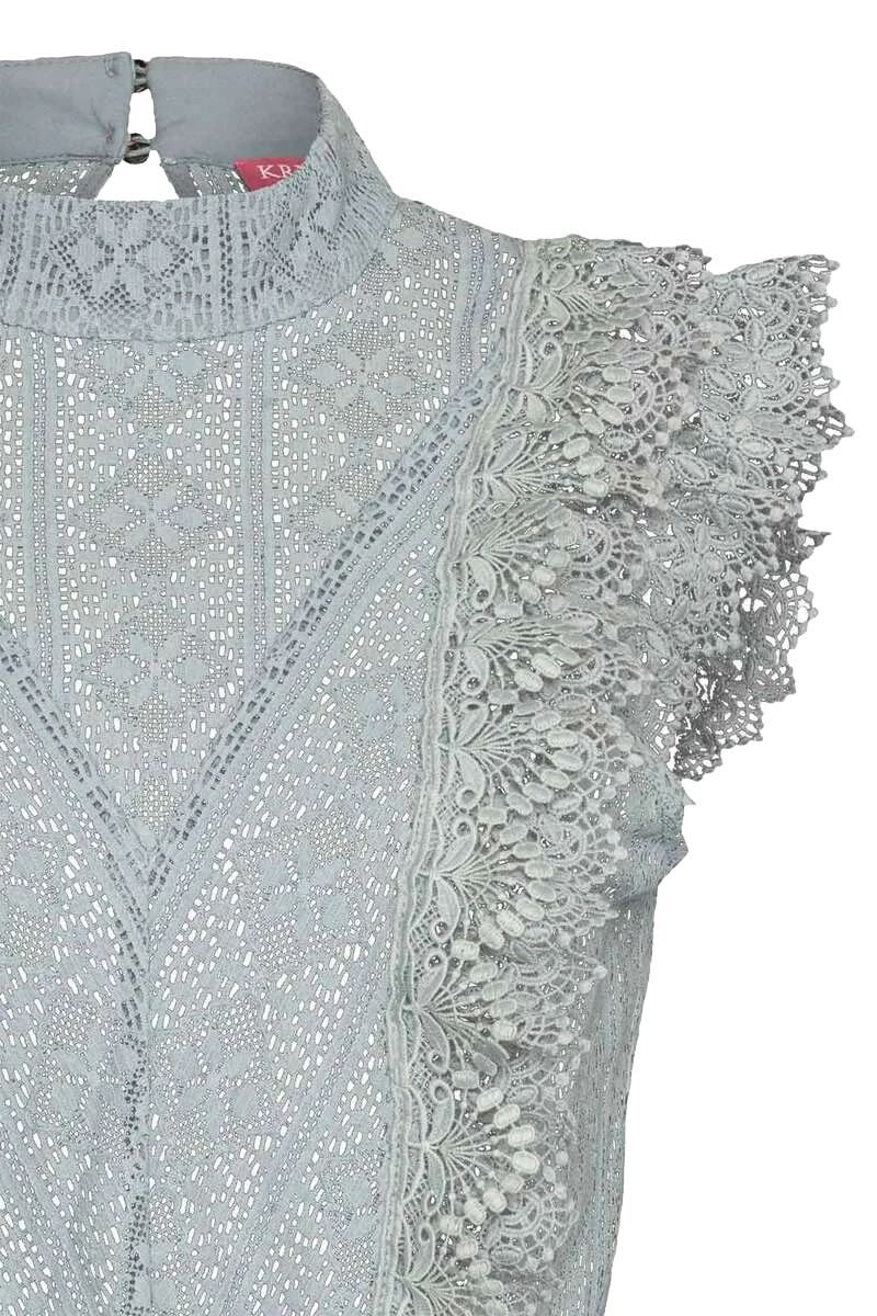 Damen Trachten Spitzenbluse grau