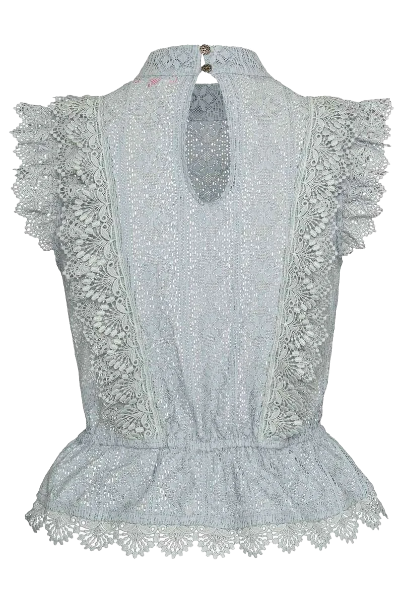 Damen Trachten Spitzenbluse grau
