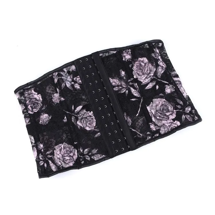 Gothic-Unterbrustkorsett für Damen mit Rosenmuster aus Mesh