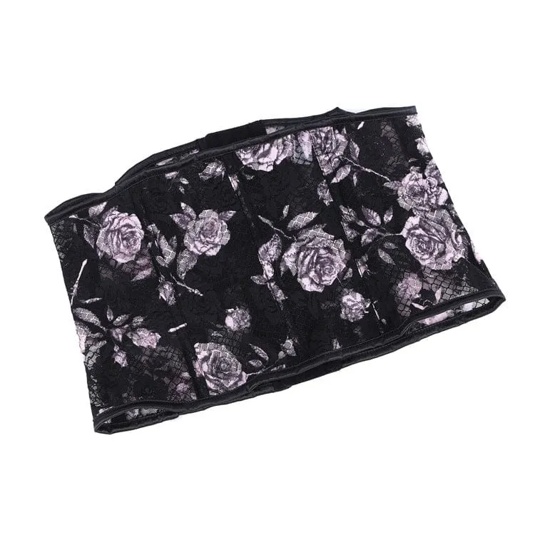 Gothic-Unterbrustkorsett für Damen mit Rosenmuster aus Mesh