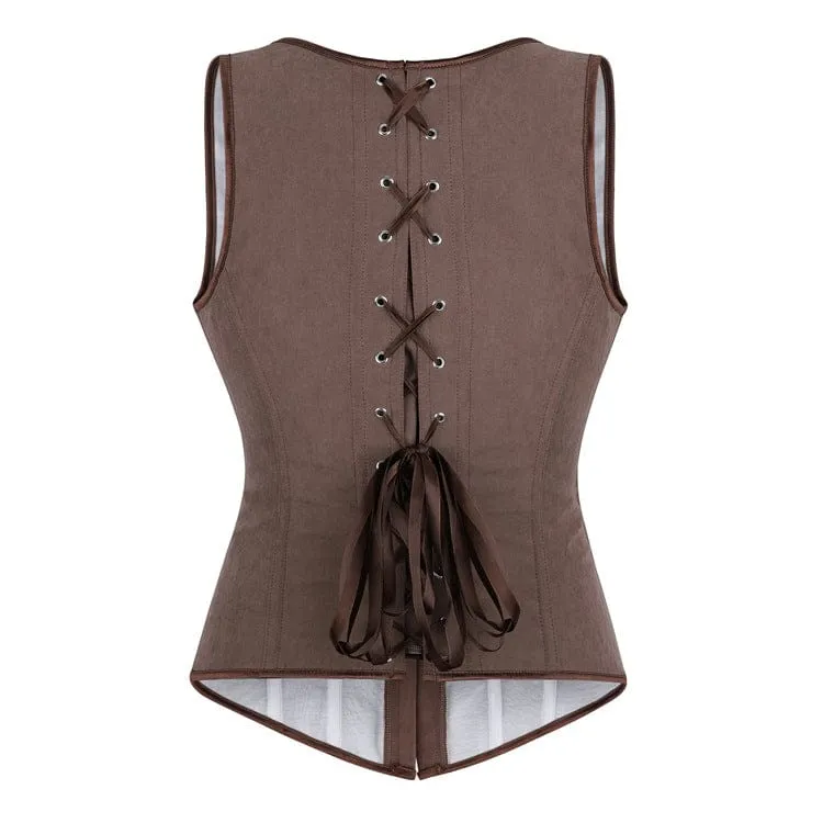 Gothic-Unterbrustkorsett für Damen, einfarbig, zum Schnüren