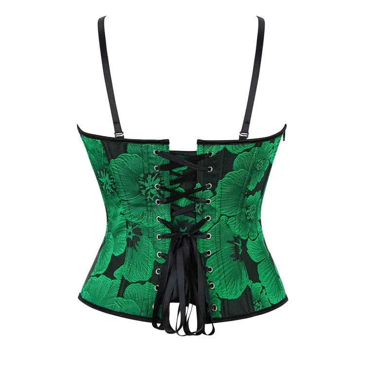 Gothic-Korsett für Damen mit floralem Muster, zweifarbig, Frosch-Überbrustverschluss
