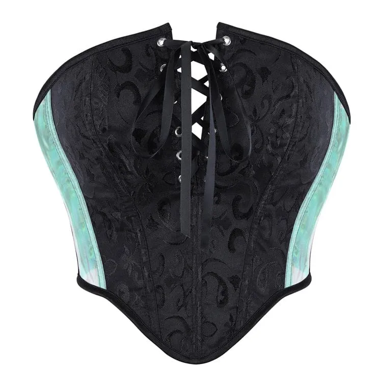 Gothic-Jacquard-Korsett für Damen mit kontrastfarbiger Schnürung und Überbrustumfang