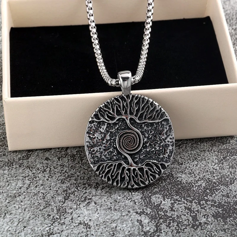 Punk-Halskette für Herren mit keltischem Lebensbaum-Spiralmotiv