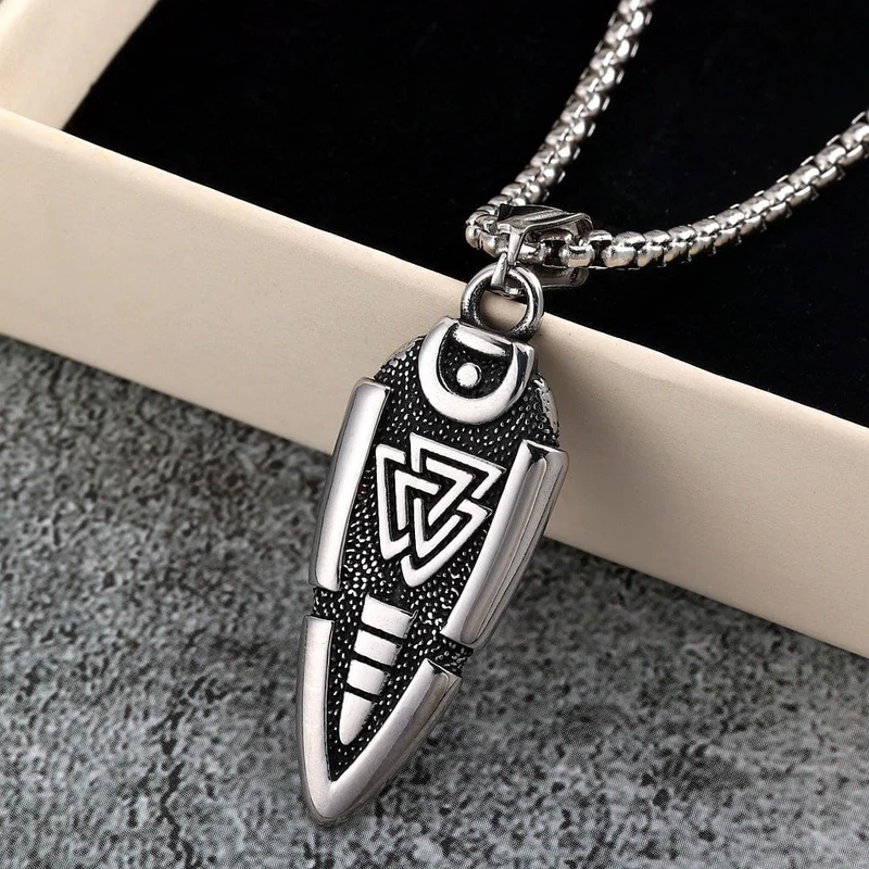 Herren-Punk-Runen-Valknut-Halskette