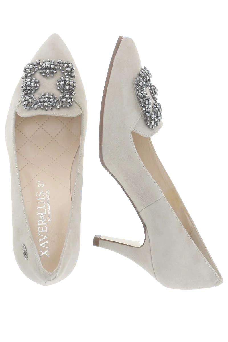 Trachten-Pumps mit Glitzerstein-Applikation