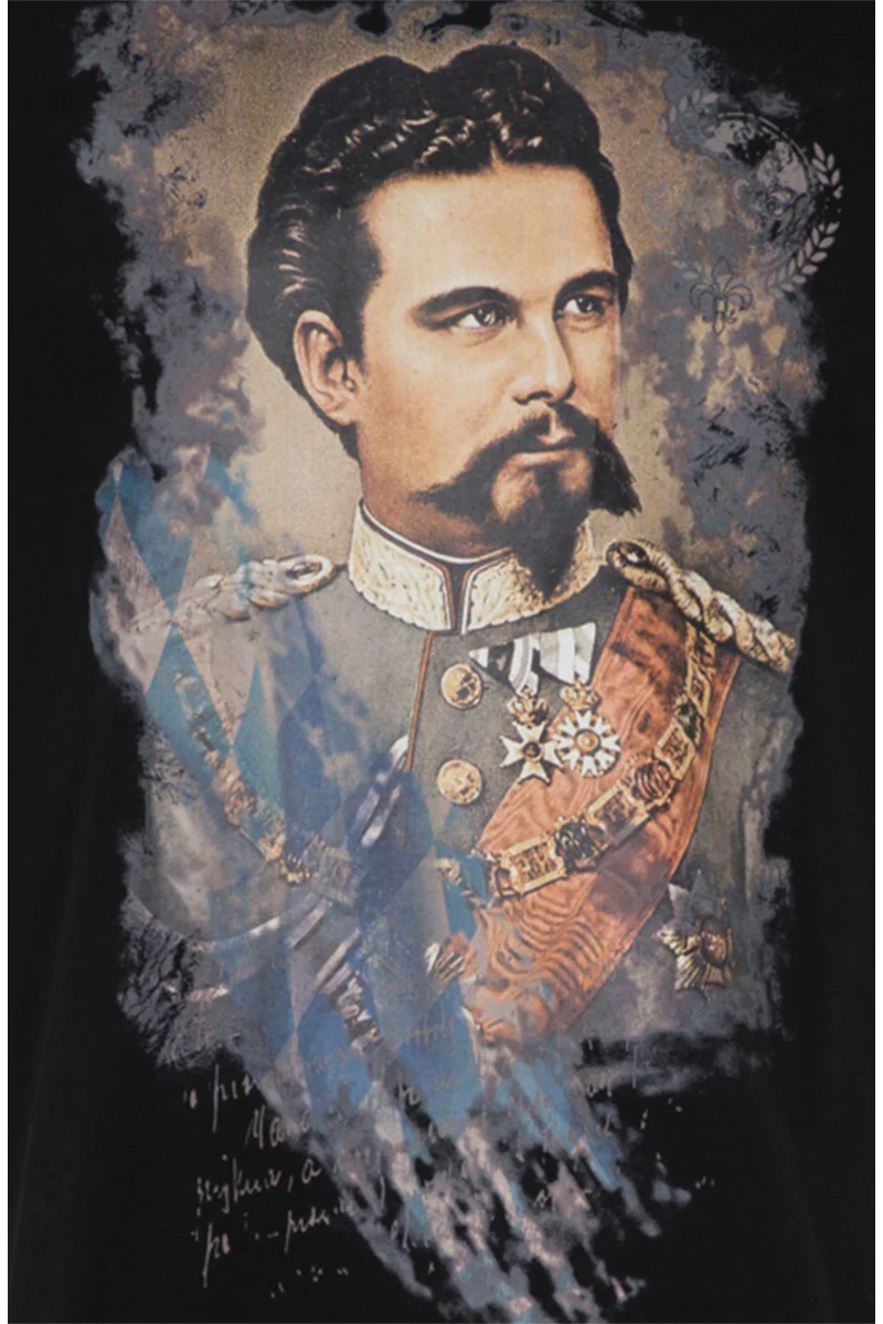 Herren T-Shirt mit bayerischem Märchenkönig Ludwig II