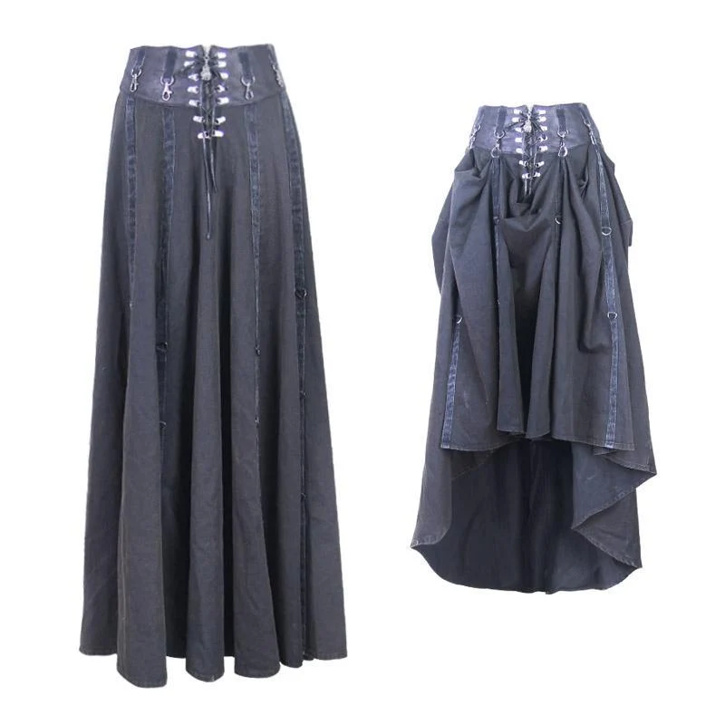 Damen Vintage Regenschirm Rock mit Leder Bund