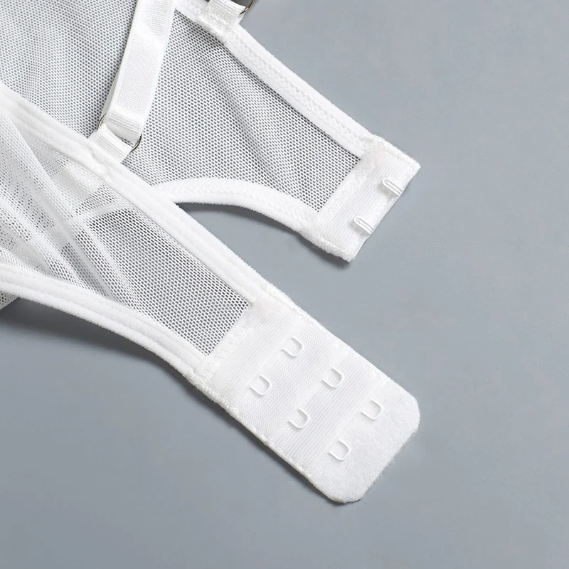Sexy Dessous-Set mit Rüschen und Schnürung im Grunge-Stil für Damen, inklusive Strumpfband