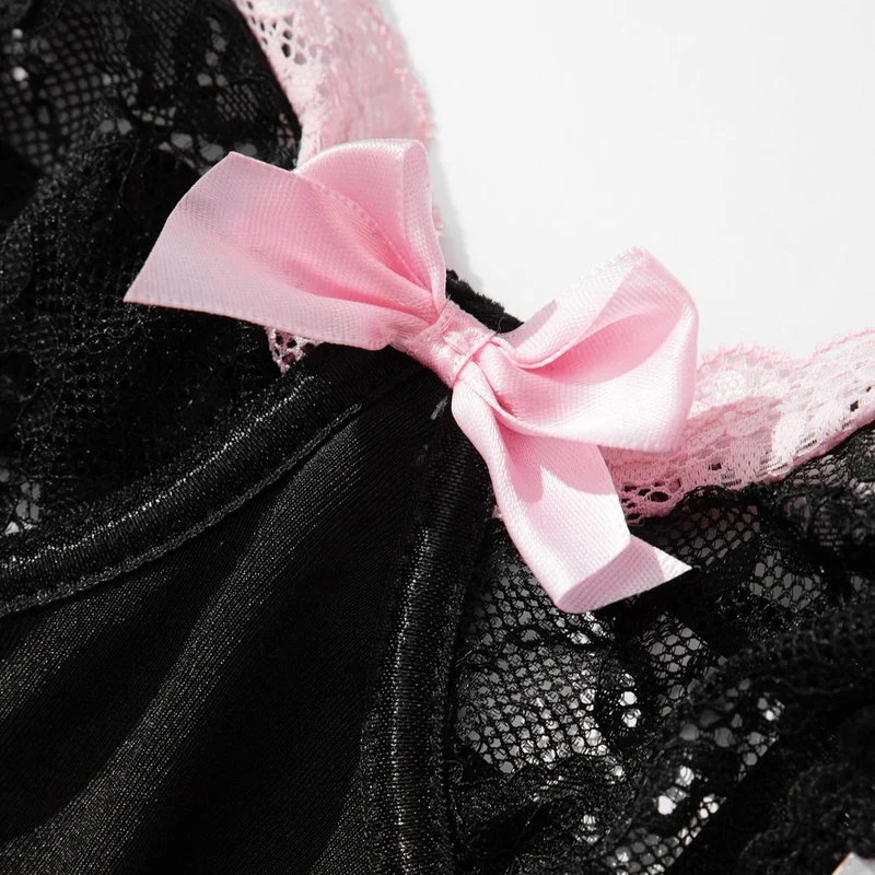 Sexy Dessous-Set mit Schnürung und Strumpfband im Grunge-Stil für Damen