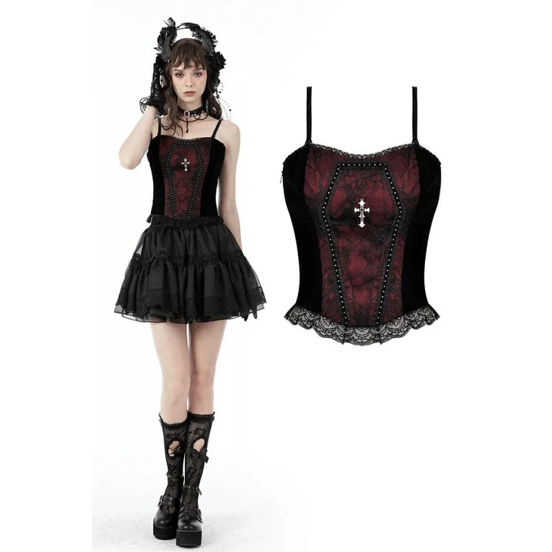 Gothic Cross Jacquard Vollbrustkorsetts für Damen