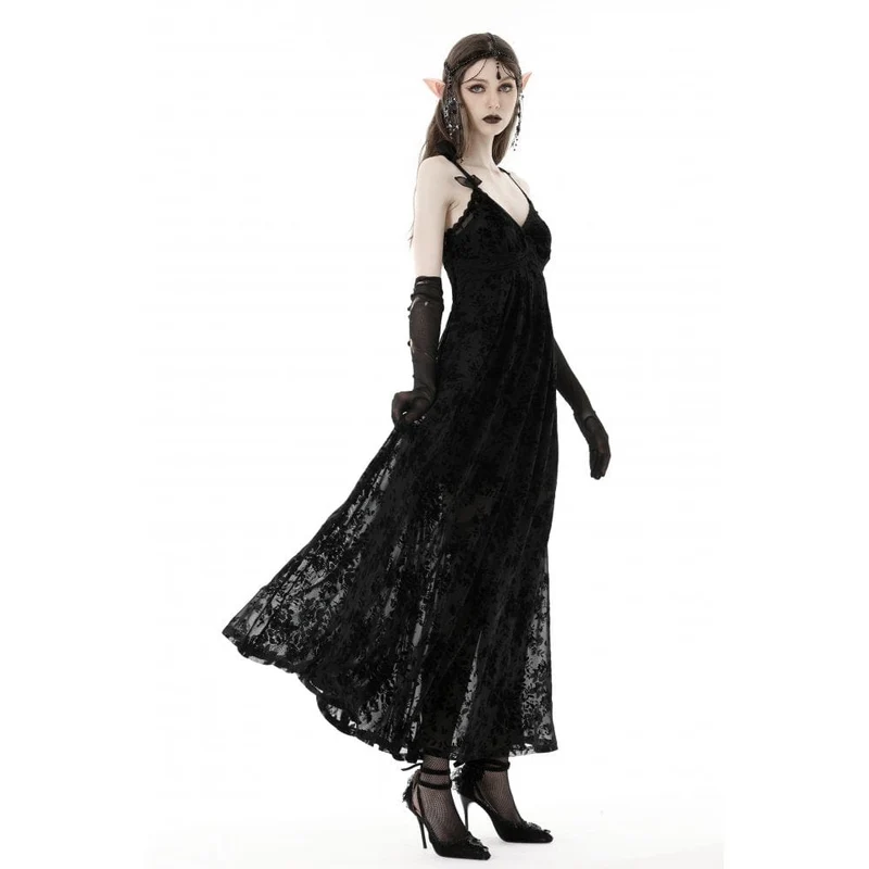 Damen-Hochzeitskleid im Gothic-Stil mit tiefem Ausschnitt und Blumenmuster
