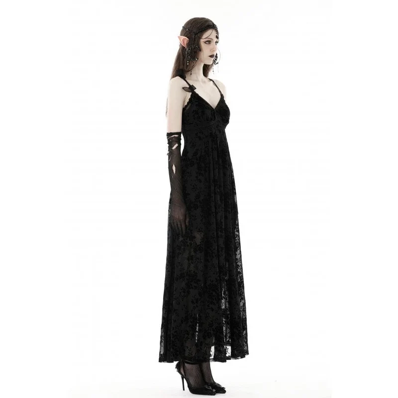 Damen-Hochzeitskleid im Gothic-Stil mit tiefem Ausschnitt und Blumenmuster