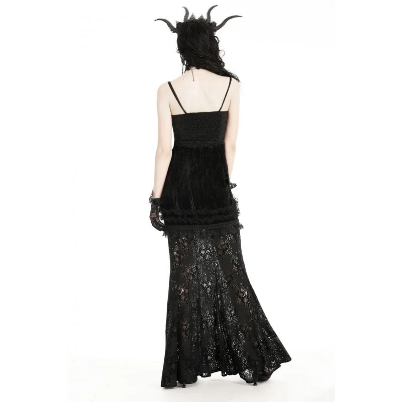 Damen-Top aus transparenter, gerüschter Gothic-Spitze