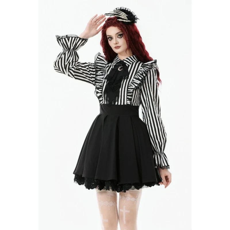 Gothic-Kleid mit Streifen und Rüschen für Damen