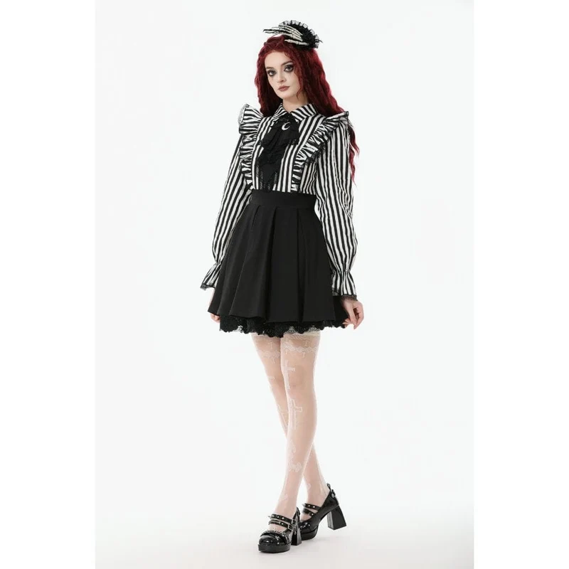 Gothic-Kleid mit Streifen und Rüschen für Damen