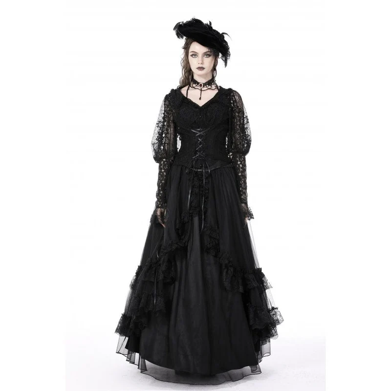 Gothic gekräuselter Lagenrock für Damen