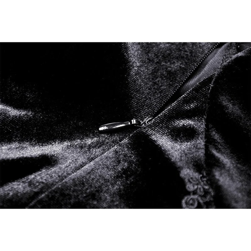 Gothic-Riemchen-Kreuz-Samt-Schlupfkleid für Damen