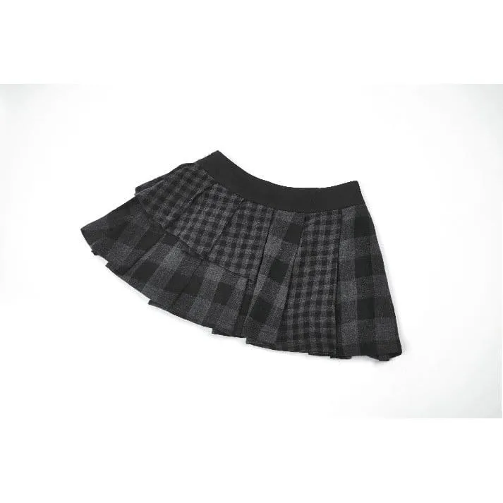 Punk-Nieten-Karo-Rock für Damen, asymmetrisch