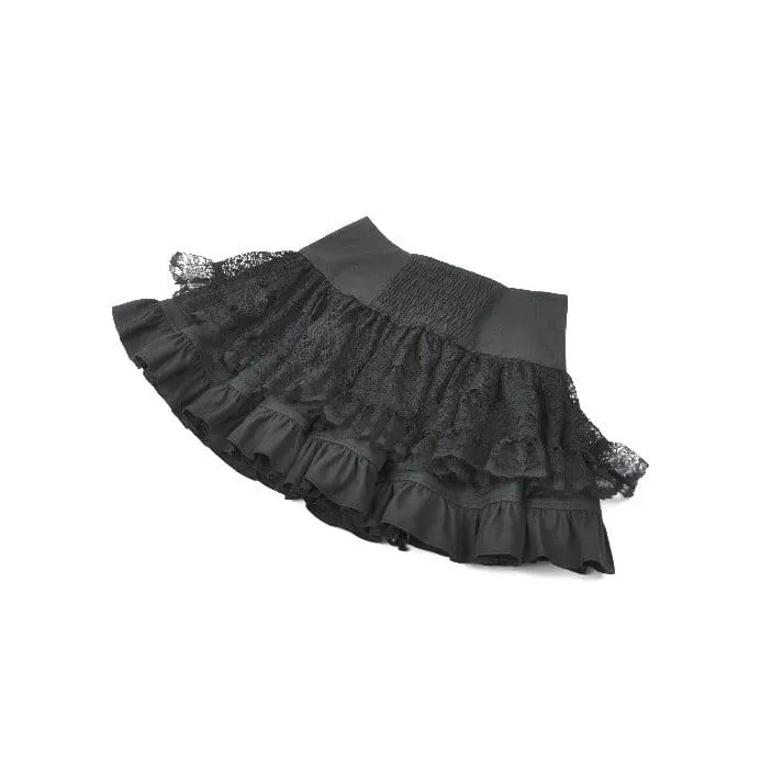 Punk-Minirock für Damen mit gekreuzten Schnürdetails, Taschen und Rüschen