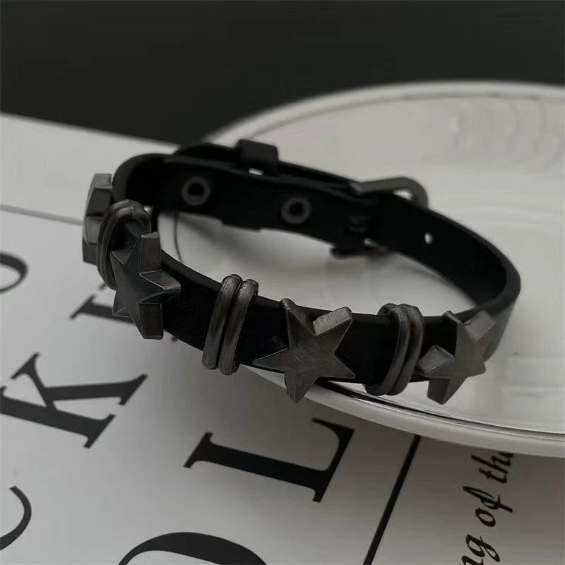 Punk-Star-Halsband aus Kunstleder für Damen