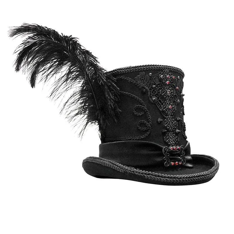 Herren-Gothic-Feder-Strass-Hüte mit Nieten