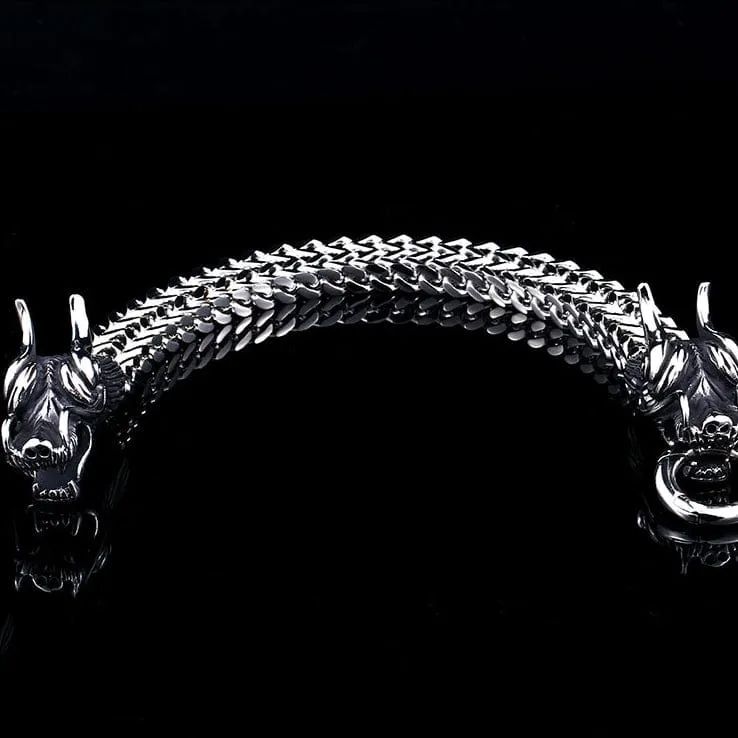Herren-Punk-Doppel-Drachen-Kettenarmband