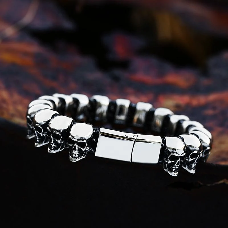 Herren-Punk-Totenkopf-Kettenarmband