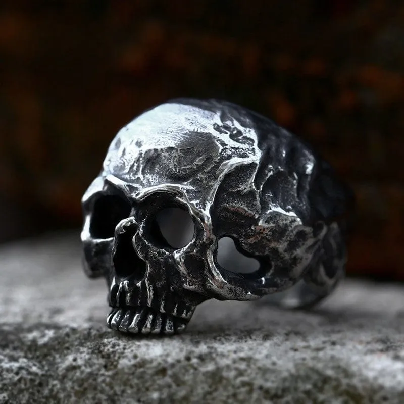 Herren Punk Distressed Skull Ring