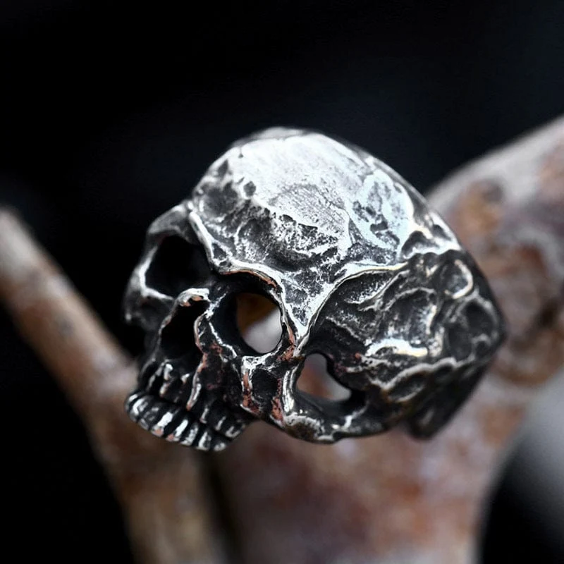 Herren Punk Distressed Skull Ring