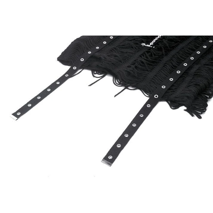 Schulterfreies, zerrissenes Punk-T-Shirt für Damen mit abnehmbarem Halsband