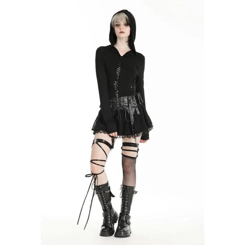 Gothic-Kapuzenpullover mit Rissen für Damen
