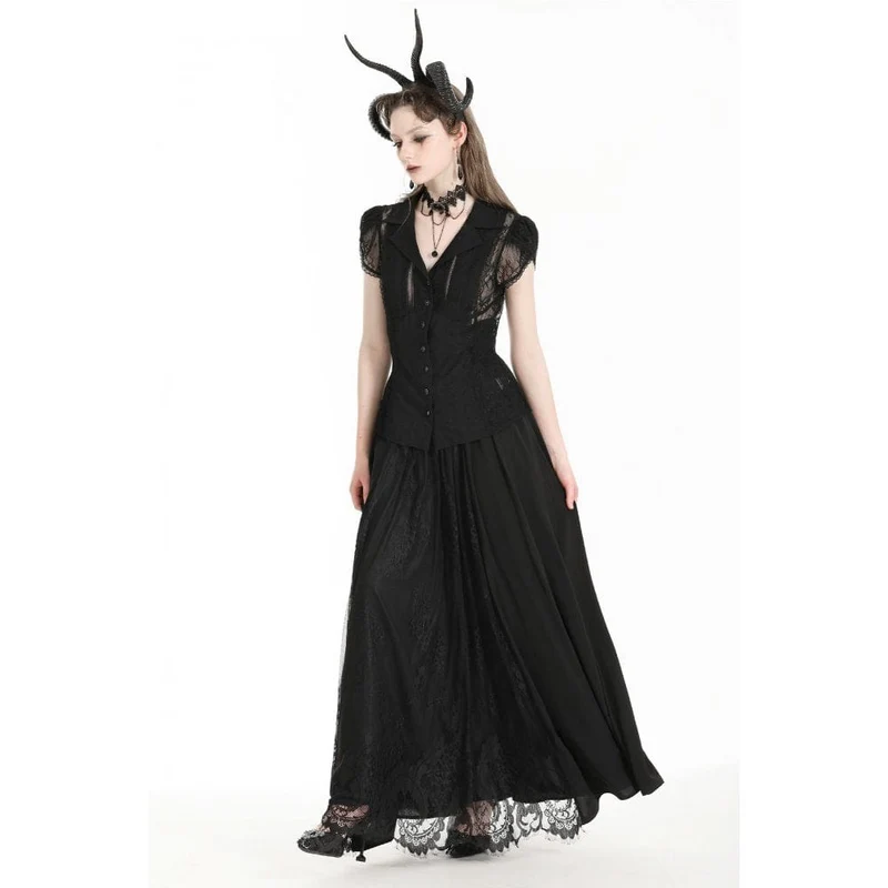 Damenrock mit hoher Taille und Gothic-Herzstickerei