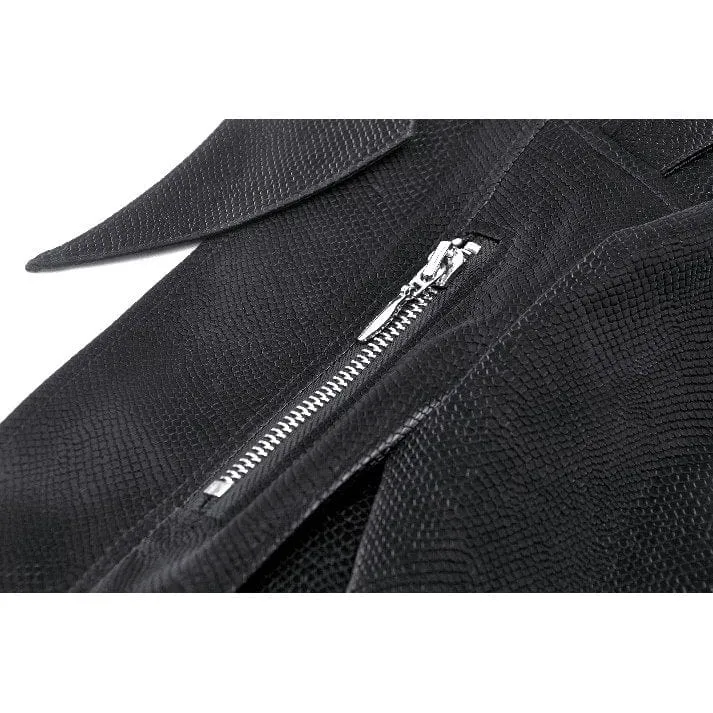 Damen Gothic High/Low Kunstleder-Spleißjacke