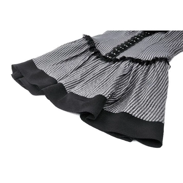 Gotisches, gerüschtes, gestreiftes Abschlusskleid für Damen
