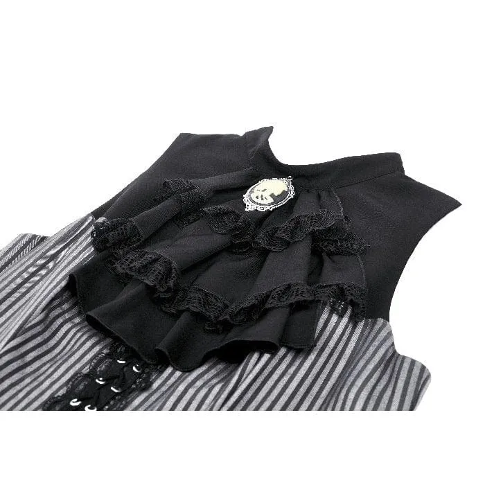 Gotisches, gerüschtes, gestreiftes Abschlusskleid für Damen