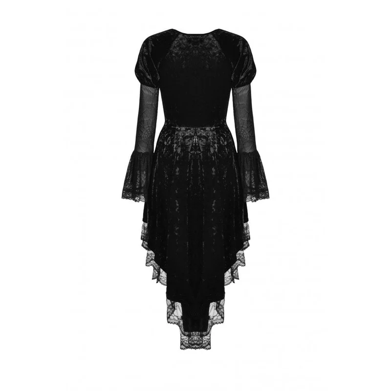 Damen Gothic Unregelmäßige Spitze Samtkleid mit Lagen