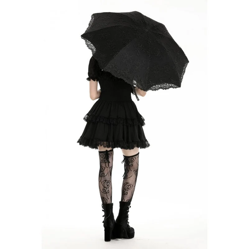 Damen-Regenschirm mit Gothic-Blumenstickerei