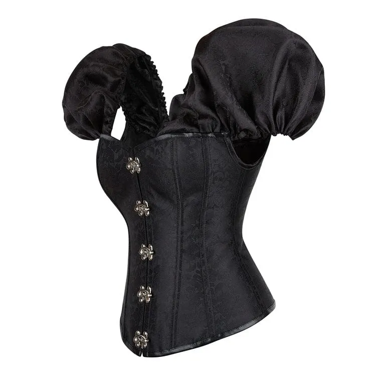 Damen Gothic Puffärmel-Überbrustkorsett mit Schnürung und Stäbchen