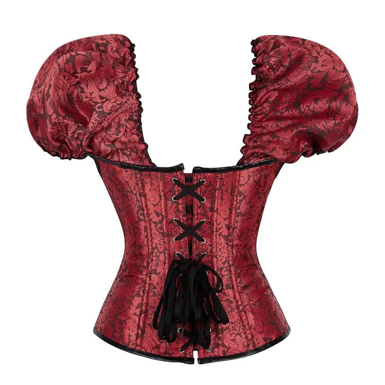 Damen Gothic Puffärmel-Überbrustkorsett mit Schnürung und Stäbchen