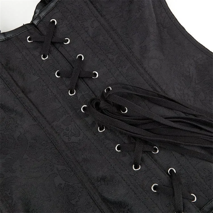 Damen Gothic Puffärmel-Überbrustkorsett mit Schnürung und Stäbchen