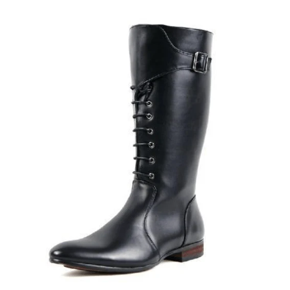 Herren Buckle Up Zipper Kunstleder spitzen Martin Stiefel