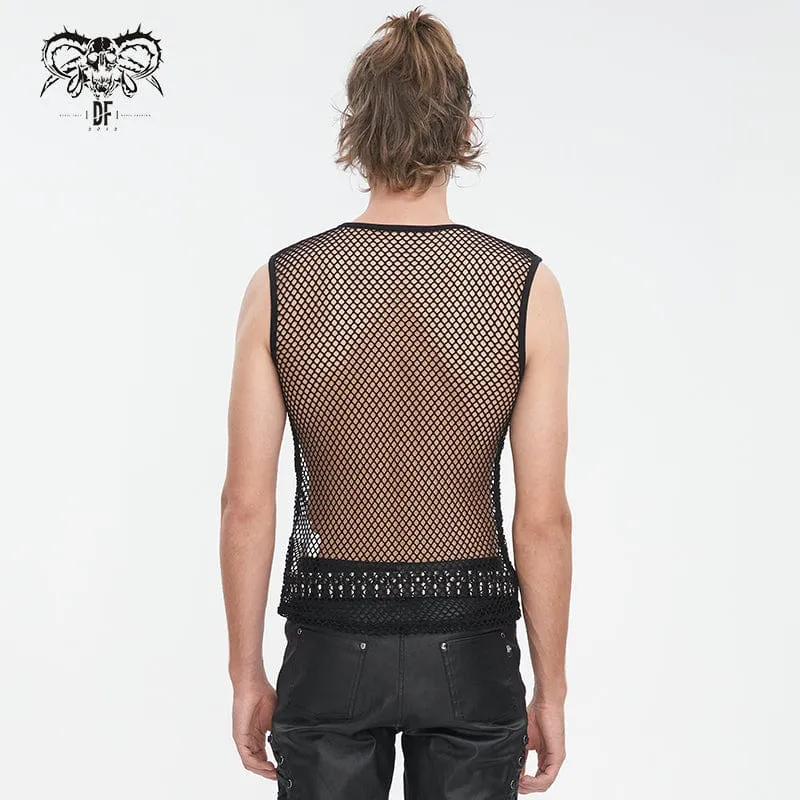 Herren Gothic Bullet Sheer Mesh Tank Top