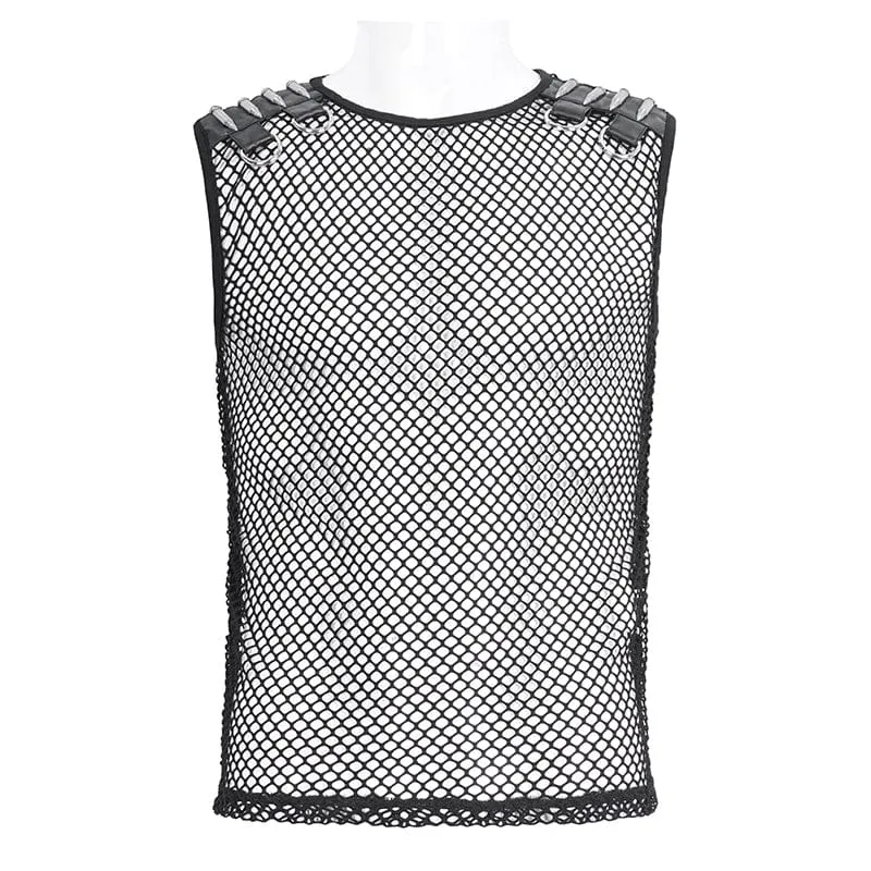 Herren Gothic Bullet Sheer Mesh Tank Top