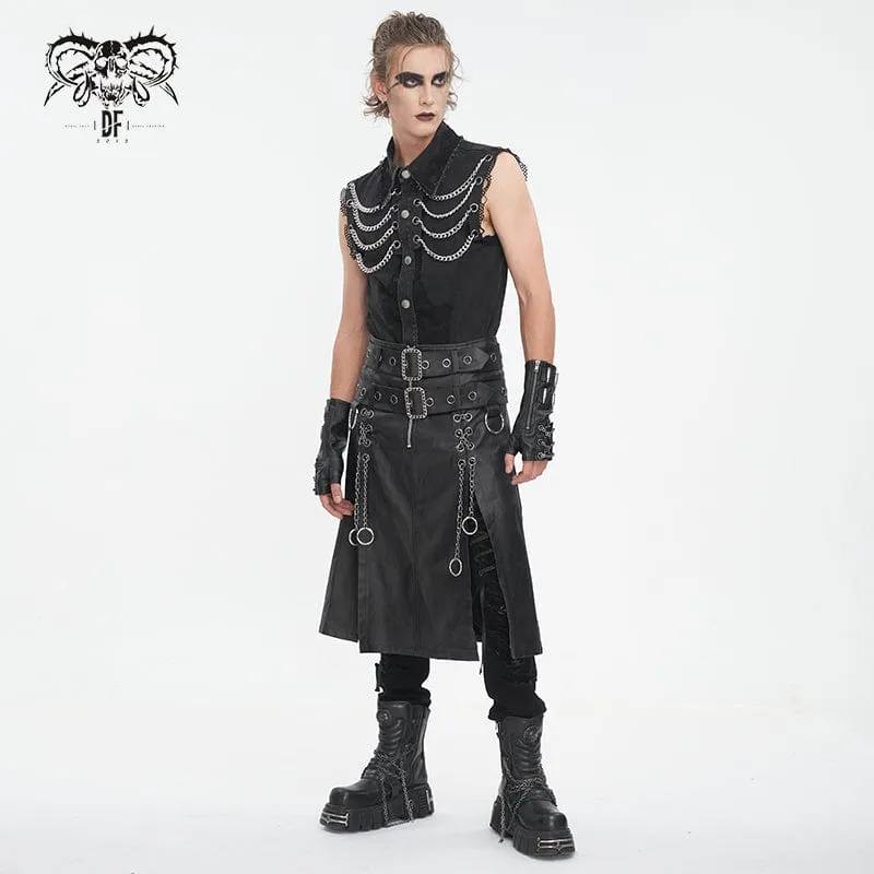 Herren-Punk-Weste mit mehreren Ketten im Used-Look