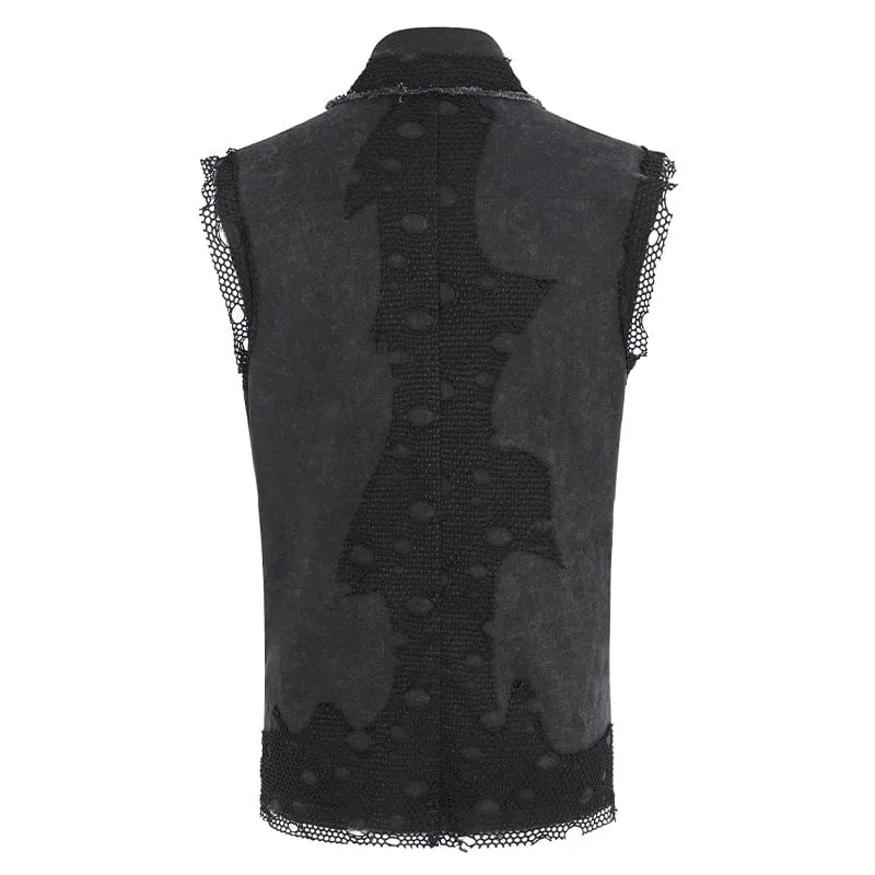 Herren-Punk-Weste mit mehreren Ketten im Used-Look